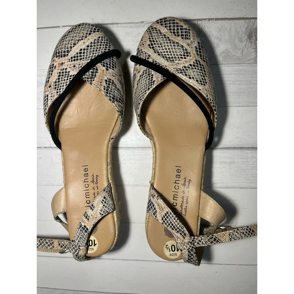 Eric Michael Leather Espadrilles‎ Emily Python Black and Tan Snake Print… - Picture 8 of 9